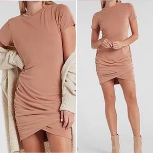 Women's Express Dress Silky Sueded Jersey Ruched T-Shirt Dress